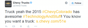 Chevy technology and stuff tweet