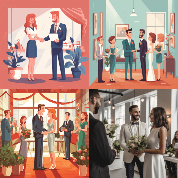 What it looks like when a marketing agency and a client get married, according to Midjourney.